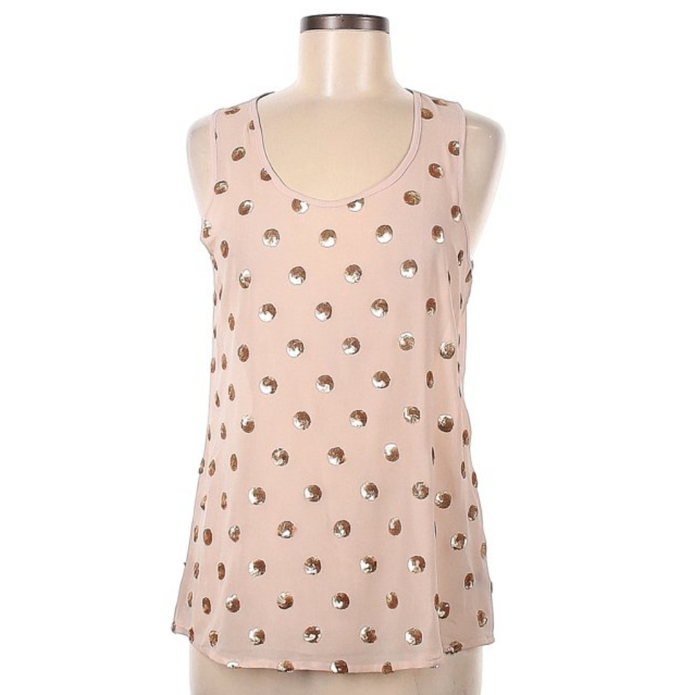 The Limited Sheer Blush Pink Sequined Polka Dot Party Festival Camisole Top XS